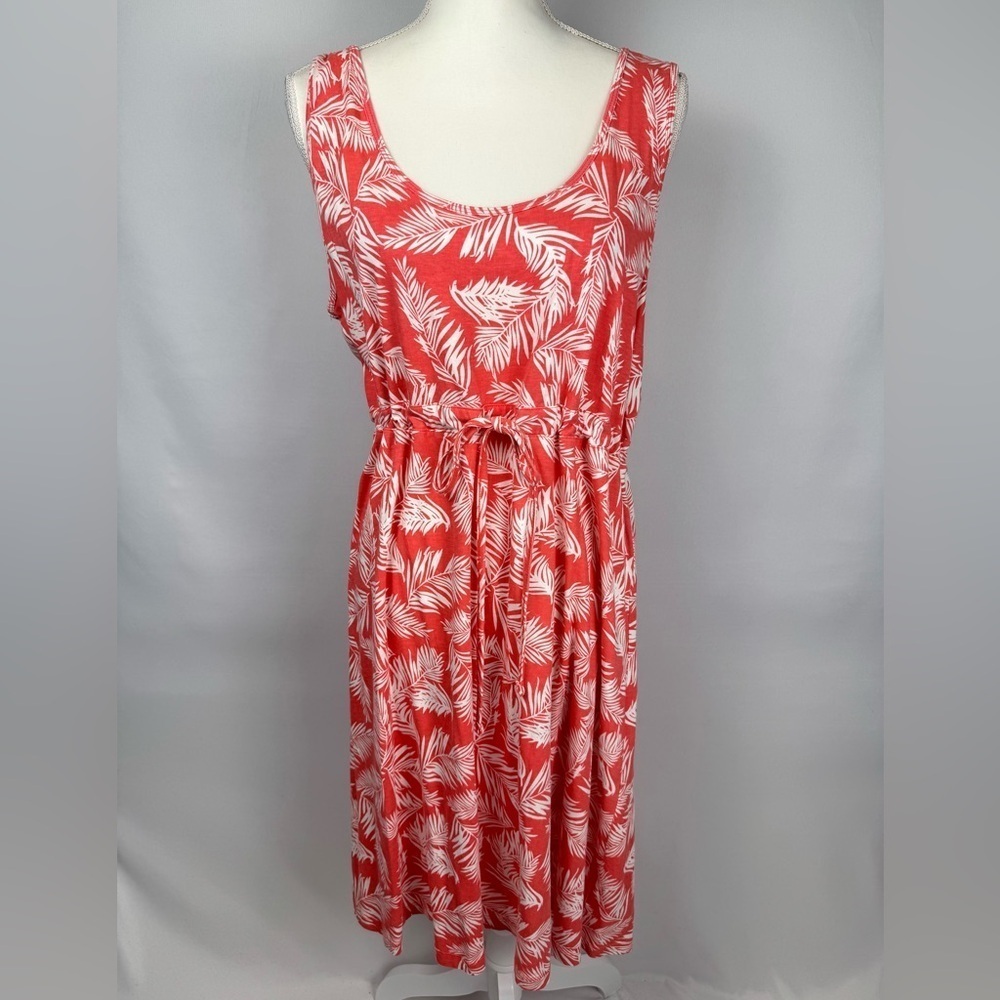 Natural Reflections Sundress Sleeveless Coral Tropical Print Cotton Jersey XL